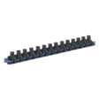 Sealey SR1414 Socket Retaining Rail with 14 Clips Aluminium 1/4"Sq Drive - SR1414 - Sealey Tools UK - Workshop Tool Storage