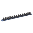 Sealey SR3814 Socket Retaining Rail with 14 Clips Aluminium 3/8"Sq Drive - SR3814 - Sealey Tools UK - Workshop Tool Storage