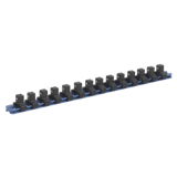 Sealey SR3814 Socket Retaining Rail with 14 Clips Aluminium 3/8"Sq Drive - SR3814 - Sealey Tools UK - Workshop Tool Storage