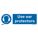 Sealey SS10V10 Mandatory Safety Sign - Use Ear Protectors - Self - Adhesive Vinyl - Pack of 10 - SS10V10 - Sealey Tools UK - Workshop Tool Storage