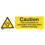 Sealey SS47V10 Warning Safety Sign - Caution Automatic Machinery - Self - Adhesive Vinyl - Pack of 10 - SS47V10 - Sealey Tools UK - Workshop Tool Storage