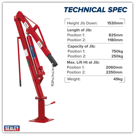 Sealey SSC750 Static Mounted Crane 750kg - SSC750 - Sealey Tools UK - Workshop Tool Storage
