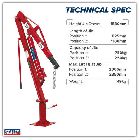Sealey SSC750 Static Mounted Crane 750kg - SSC750 - Sealey Tools UK - Workshop Tool Storage