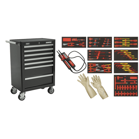 Sealey TBTECOMBO2 63pc Insulated Tool Kit with 7 Drawer Rollcab - TBTECOMBO2 - Sealey Tools UK - Workshop Tool Storage