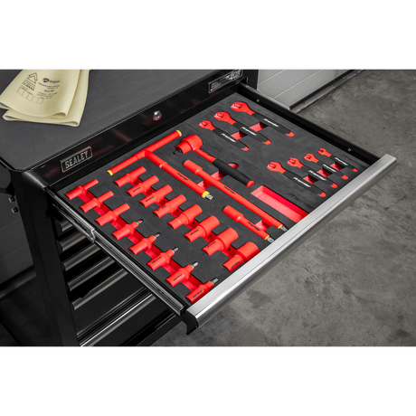 Sealey TBTECOMBO2 63pc Insulated Tool Kit with 7 Drawer Rollcab - TBTECOMBO2 - Sealey Tools UK - Workshop Tool Storage