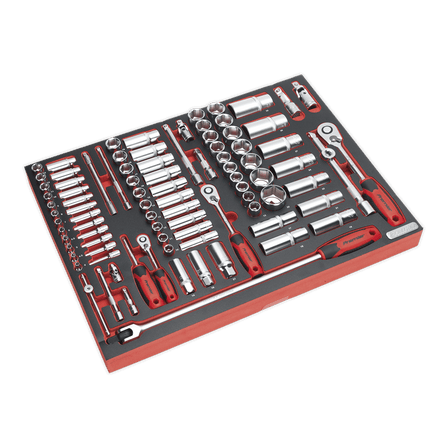 Sealey TBTP02 Tool Tray with Socket Set 91pc 1/4", 3/8" & 1/2"Sq Drive - TBTP02 - Sealey Tools UK - Workshop Tool Storage