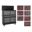 Sealey TBTPBCOMBO4 Tool Chest Combination 23 Drawer with Ball Bearing Slides - Black with 446pc Tool Kit - TBTPBCOMBO4 - Sealey Tools UK - Workshop Tool Storage