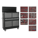 Sealey TBTPBCOMBO4 Tool Chest Combination 23 Drawer with Ball Bearing Slides - Black with 446pc Tool Kit - TBTPBCOMBO4 - Sealey Tools UK - Workshop Tool Storage