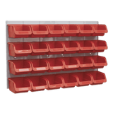 Sealey TPS130 Bin & Panel Combination 24 Bins - Red - TPS130 - Sealey Tools UK - Workshop Tool Storage