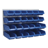 Sealey TPS131 Bin & Panel Combination 24 Bins - Blue - TPS131 - Sealey Tools UK - Workshop Tool Storage