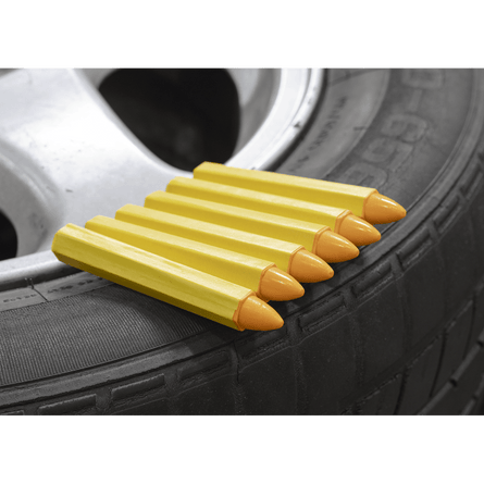 Sealey TST14 Yellow Tyre Marking Crayon - Pack of 6 - TST14 - Sealey Tools UK - Workshop Tool Storage