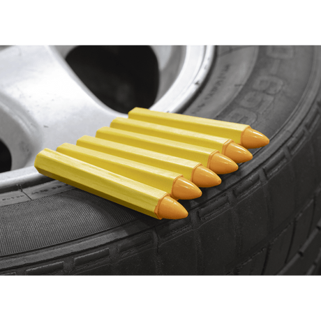 Sealey TST14 Yellow Tyre Marking Crayon - Pack of 6 - TST14 - Sealey Tools UK - Workshop Tool Storage