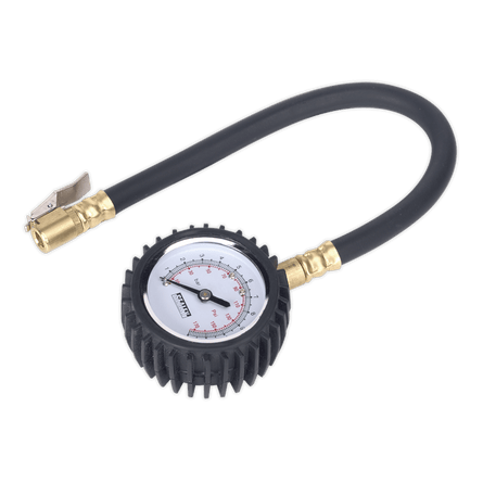 Sealey TST/PG6 Tyre Pressure Gauge with Clip - On Chuck 0 - 7bar(0 - 100psi) - TST/PG6 - Sealey Tools UK - Workshop Tool Storage