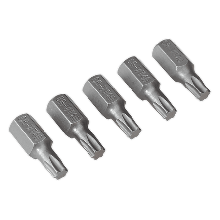 Sealey TX40S5 TRX - Star* T40 Bit Short Pack of 5 - TX40S5 - Sealey Tools UK - Workshop Tool Storage