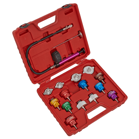 Sealey VS006 Cooling System Pressure Test Kit 16pc - VS006 - Sealey Tools UK - Workshop Tool Storage