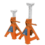 Sealey VS2002OR Axle Stands (Pair) 2tonne Capacity per Stand Ratchet Type - Orange - VS2002OR - Sealey Tools UK - Workshop Tool Storage