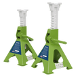 Sealey VS2003HV Axle Stands (Pair) 3tonne Capacity per Stand Ratchet Type - Hi - Vis Green - VS2003HV - Sealey Tools UK - Workshop Tool Storage