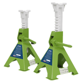 Sealey VS2003HV Axle Stands (Pair) 3tonne Capacity per Stand Ratchet Type - Hi - Vis Green - VS2003HV - Sealey Tools UK - Workshop Tool Storage