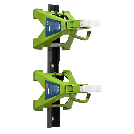 Sealey VS2003HVCOMBO Axle Stand & Axle Stand Storage Rack Combo 3 Tonne - Hi - Vis Green - VS2003HVCOMBO - Sealey Tools UK - Workshop Tool Storage