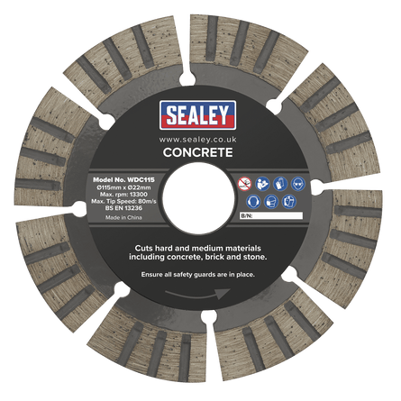 Sealey WDC115 Concrete Cutting Disc Dry Use 115mm - WDC115 - Sealey Tools UK - Workshop Tool Storage