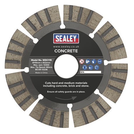 Sealey WDC115 Concrete Cutting Disc Dry Use 115mm - WDC115 - Sealey Tools UK - Workshop Tool Storage