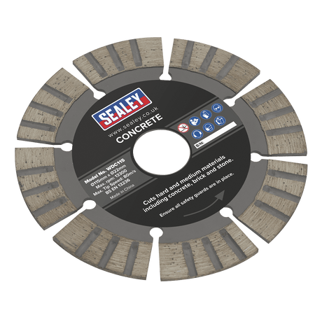 Sealey WDC115 Concrete Cutting Disc Dry Use 115mm - WDC115 - Sealey Tools UK - Workshop Tool Storage