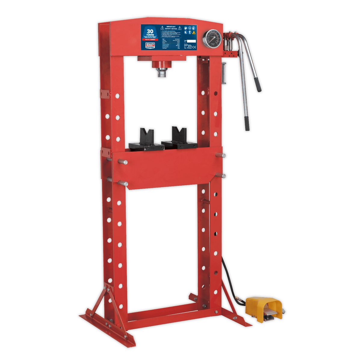 Sealey YK309FAH Air/Hydraulic Press 30tonne Floor Type with Foot Pedal - YK309FAH - Sealey Tools UK - Workshop Tool Storage