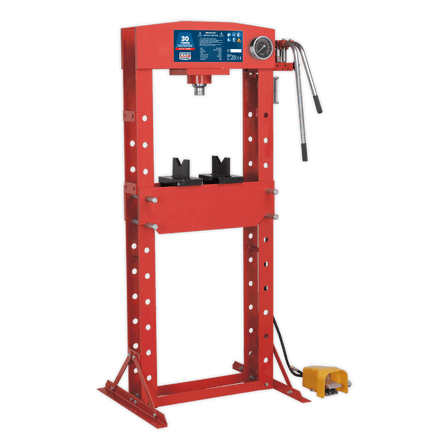 Sealey YK309FAH Air/Hydraulic Press 30tonne Floor Type with Foot Pedal - YK309FAH - Sealey Tools UK - Workshop Tool Storage
