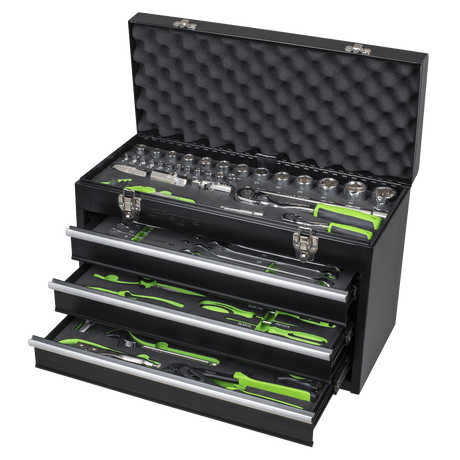 Siegen S01266 3 Drawer Portable Tool Chest with 98pc Tool Kit - S01266 - Sealey Tools UK - Workshop Tool Storage