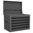Superline Pro AP26059TG 5 Drawer Topchest with Ball - Bearing Slides - Grey/Black - AP26059TG - Sealey Tools UK - Workshop Tool Storage