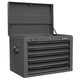 Superline Pro AP26059TG 5 Drawer Topchest with Ball - Bearing Slides - Grey/Black - AP26059TG - Sealey Tools UK - Workshop Tool Storage