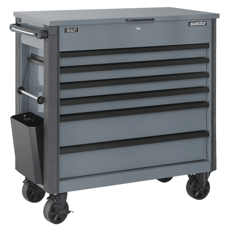 Superline Pro AP366G 6 Drawer Mobile Tool Cabinet with Ball Bearing Slides - Grey - AP366G - Sealey Tools UK - Workshop Tool Storage