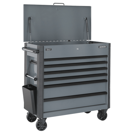 Superline Pro AP366G 6 Drawer Mobile Tool Cabinet with Ball Bearing Slides - Grey - AP366G - Sealey Tools UK - Workshop Tool Storage