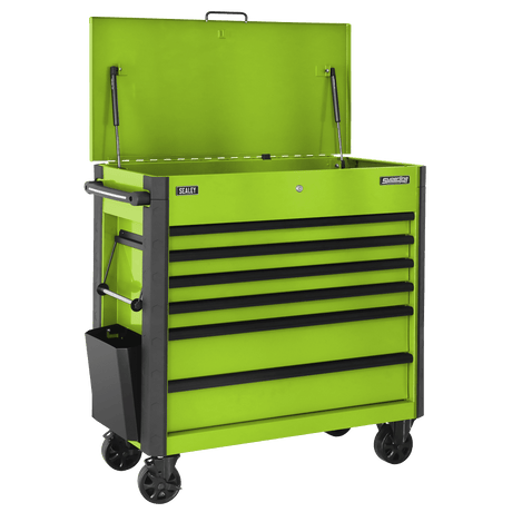 Superline Pro AP366HV 6 Drawer Mobile Tool Cabinet with Ball Bearing Slides - Green - AP366HV - Sealey Tools UK - Workshop Tool Storage