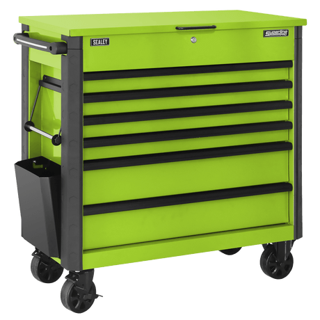 Superline Pro AP366HV 6 Drawer Mobile Tool Cabinet with Ball Bearing Slides - Green - AP366HV - Sealey Tools UK - Workshop Tool Storage